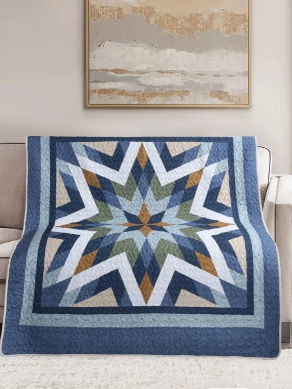 Starburst Farmhouse Printed Quilted Throw Blanket